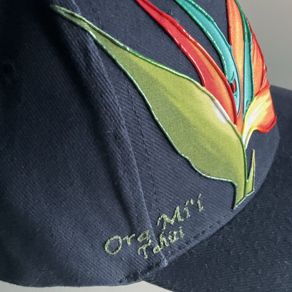 Casquette Hibiscus Paradise Navy ecriture