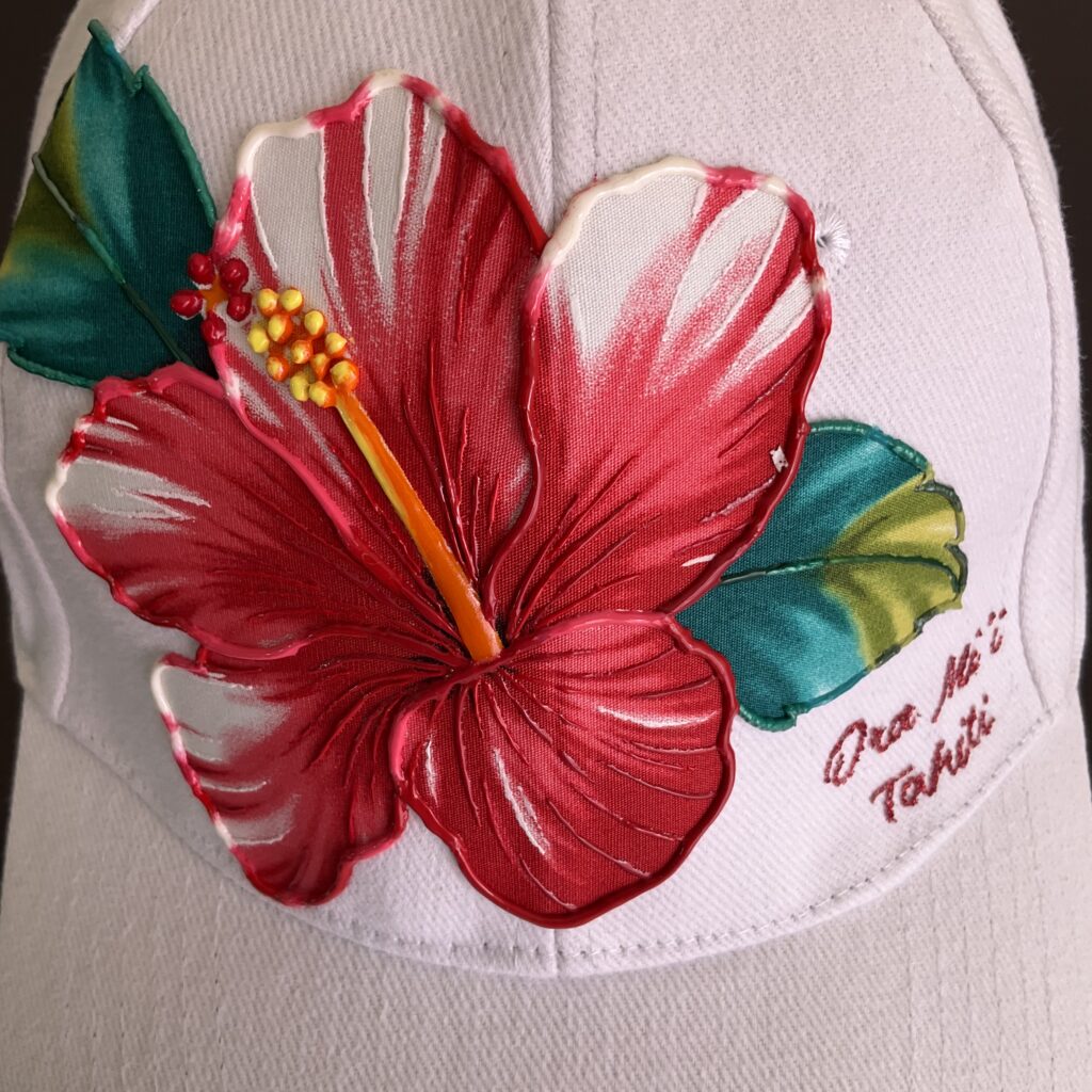 Casquette Hibiscus White motif face