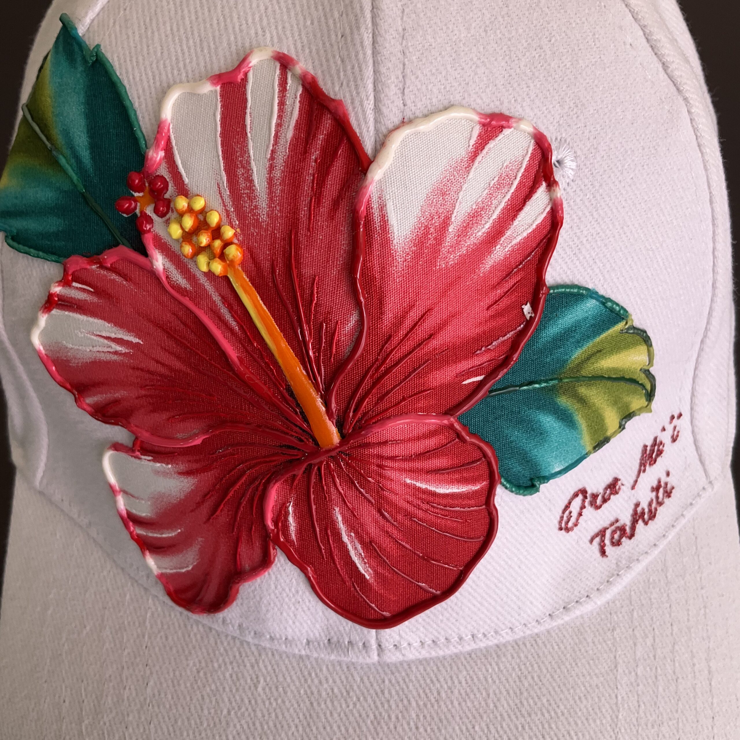 Casquette Hibiscus White motif face