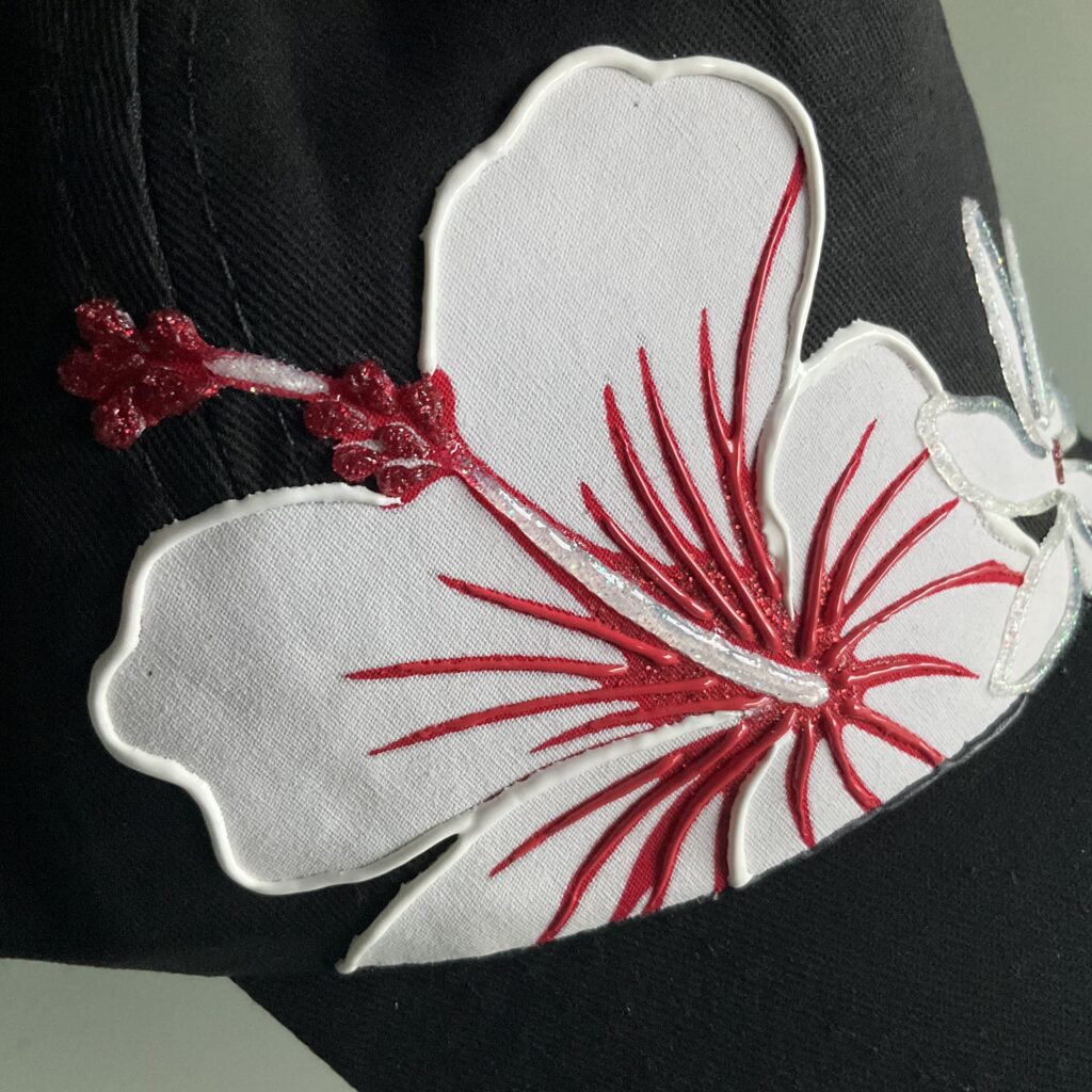Casquette Hibiscus blanc Black detail Hibiscus