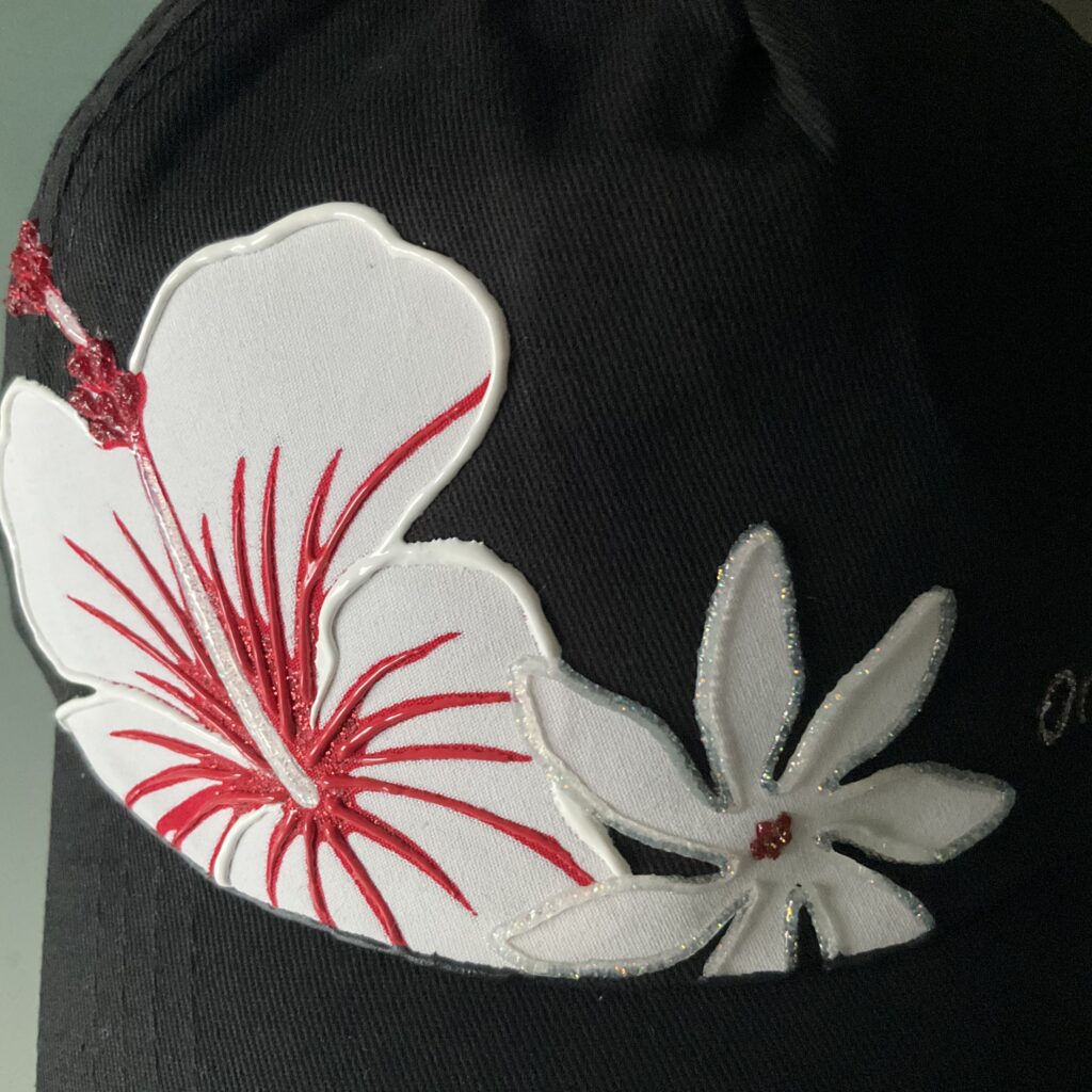 Casquette Hibiscus blanc Black motif