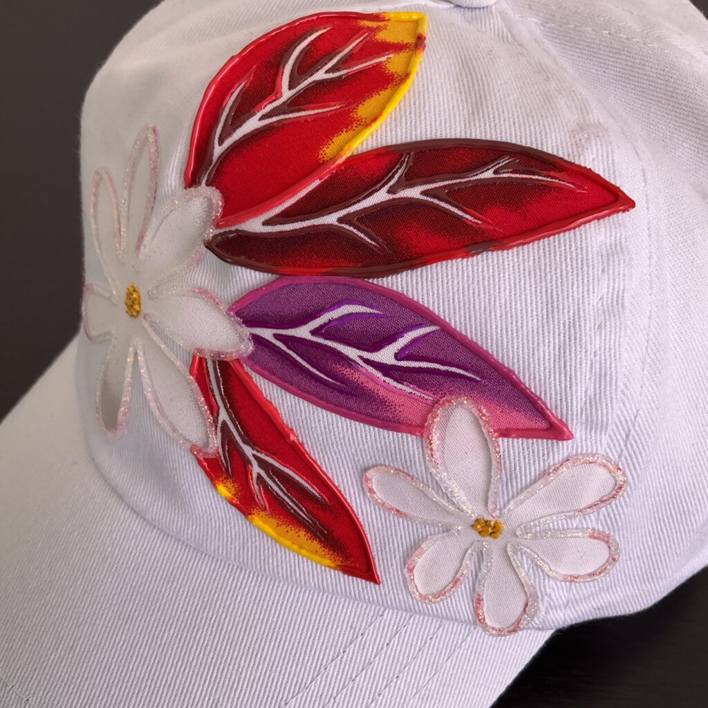 Casquette Red Tiare White face motif