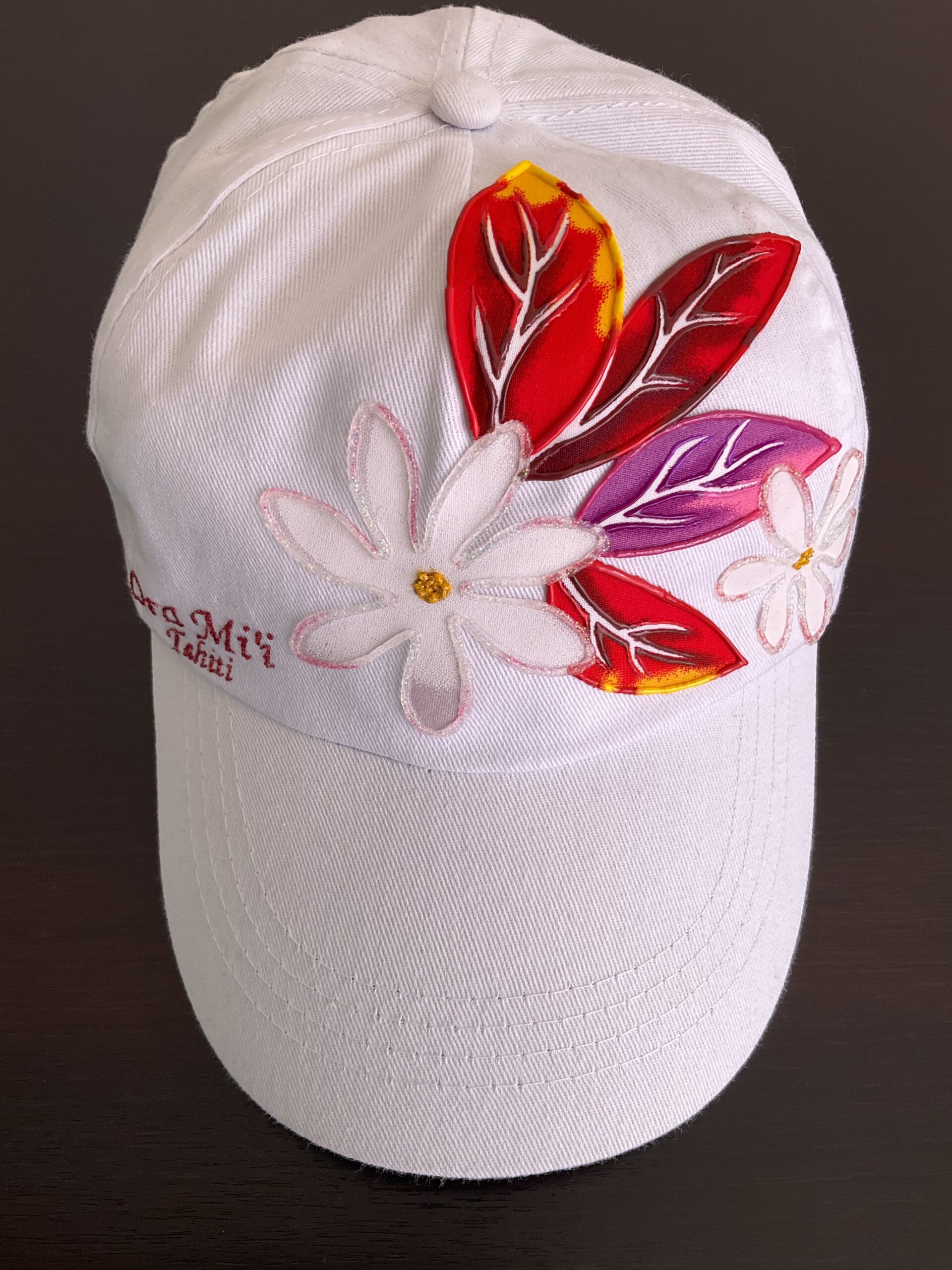 Casquette Red Tiare White haut