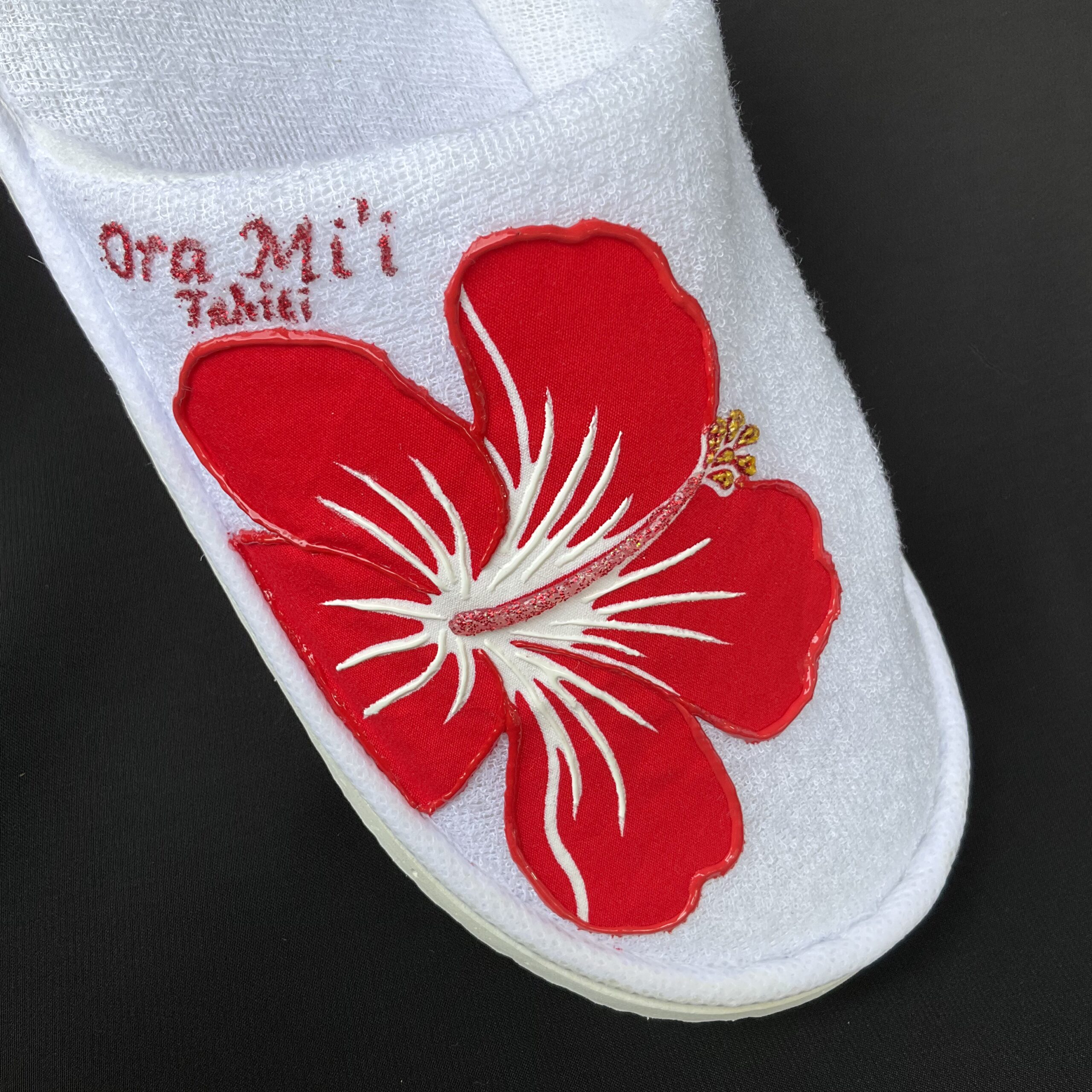 Hibiscus red pantoufles grosse fleur