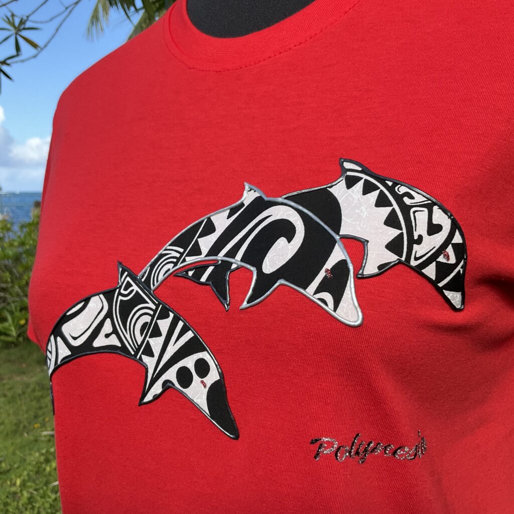 Motif Sea Dolphin rouge