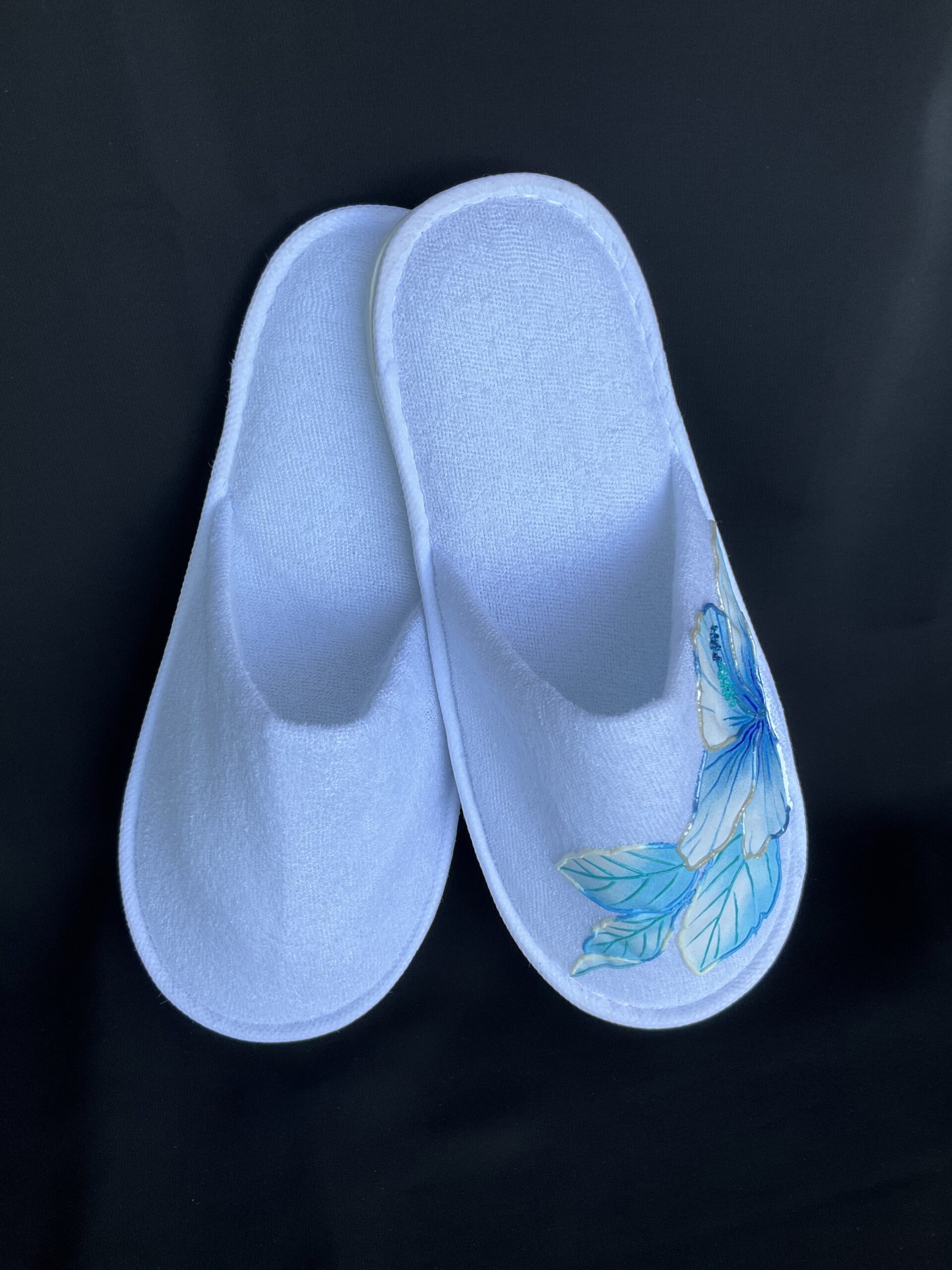 Pantoufles Hibiscus Blue dessus