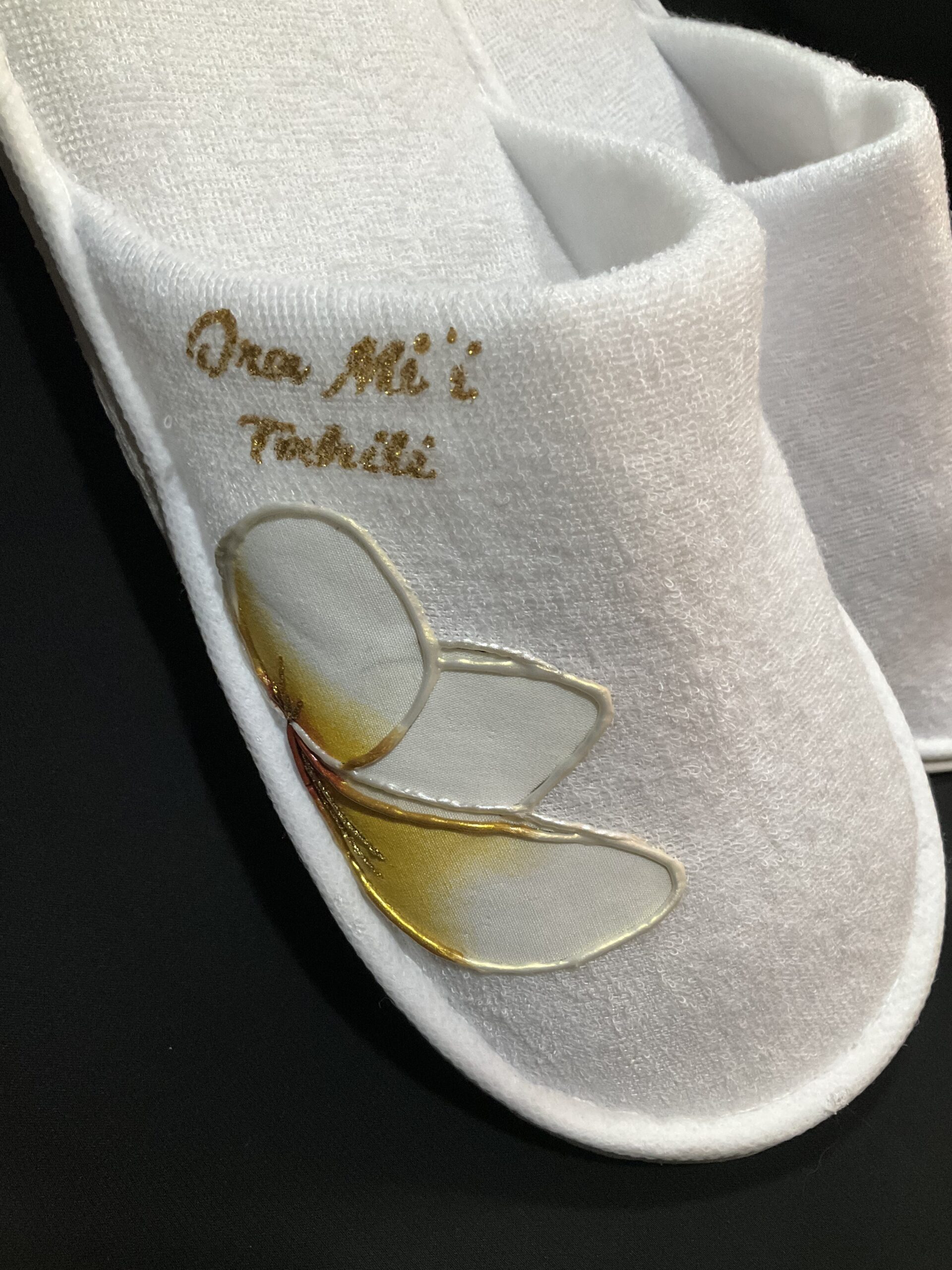 Pantoufles Honeymoon jaune detail