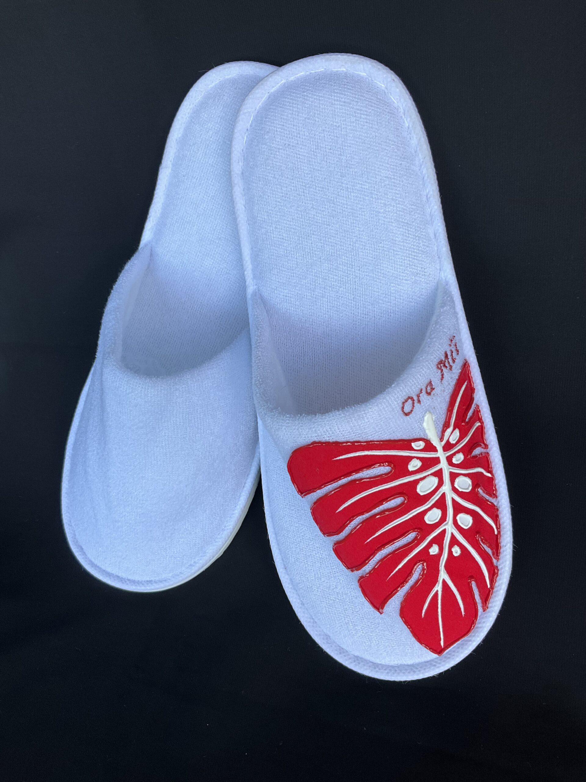 Pantoufles Red Ape White dessus