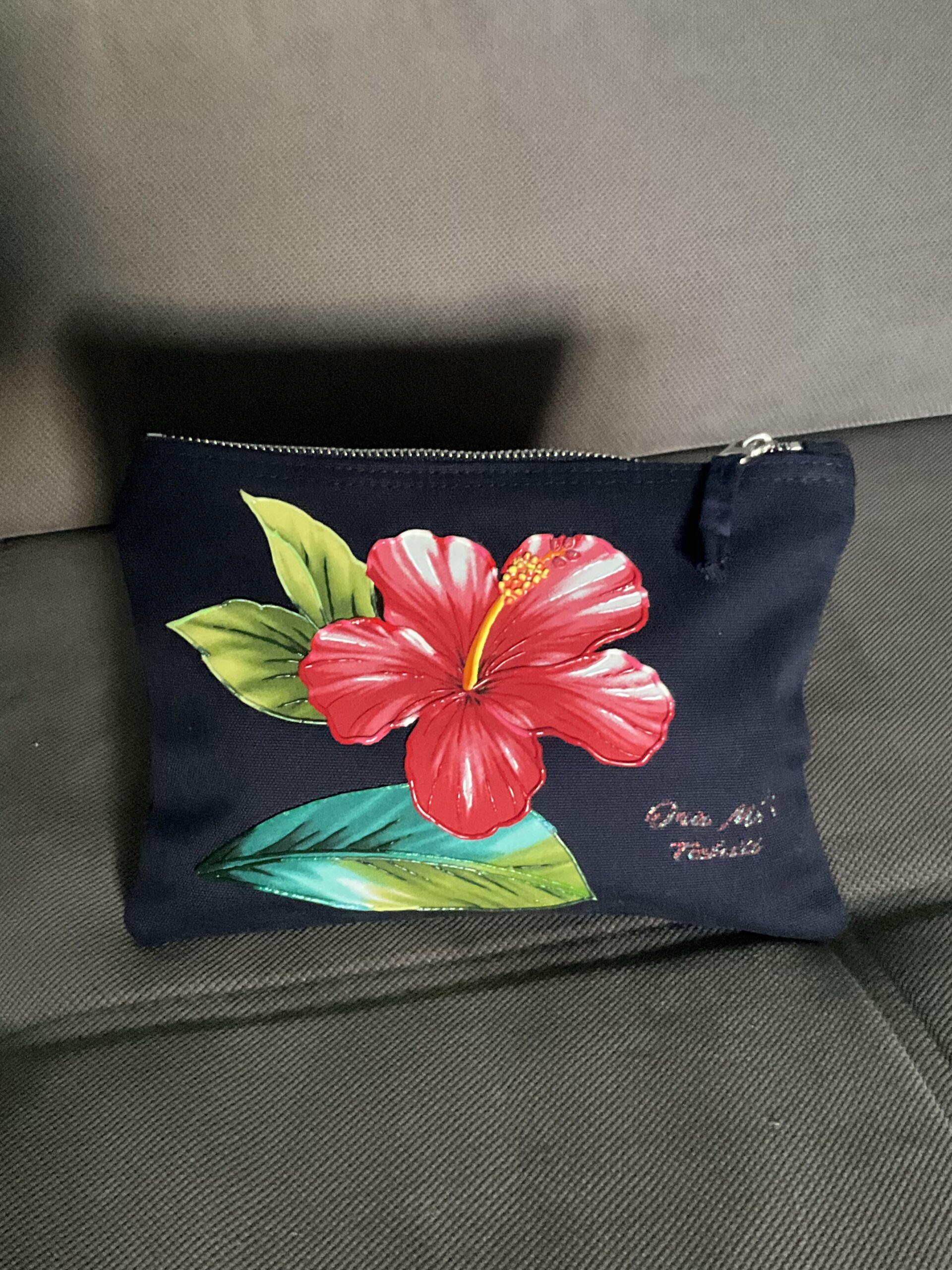 Pochette Hibiscus Navy face