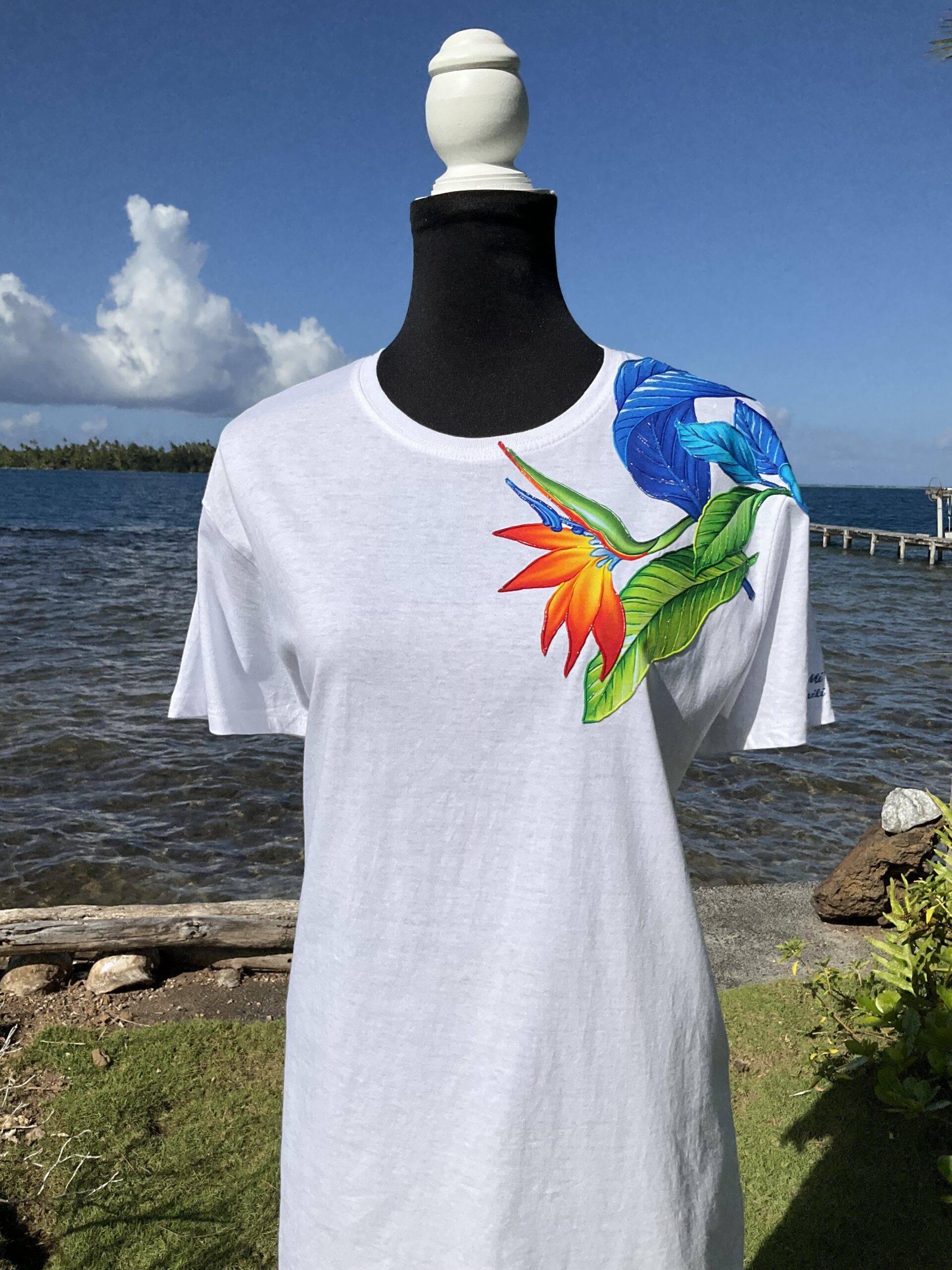 Tee-shirt Blue Paradise White