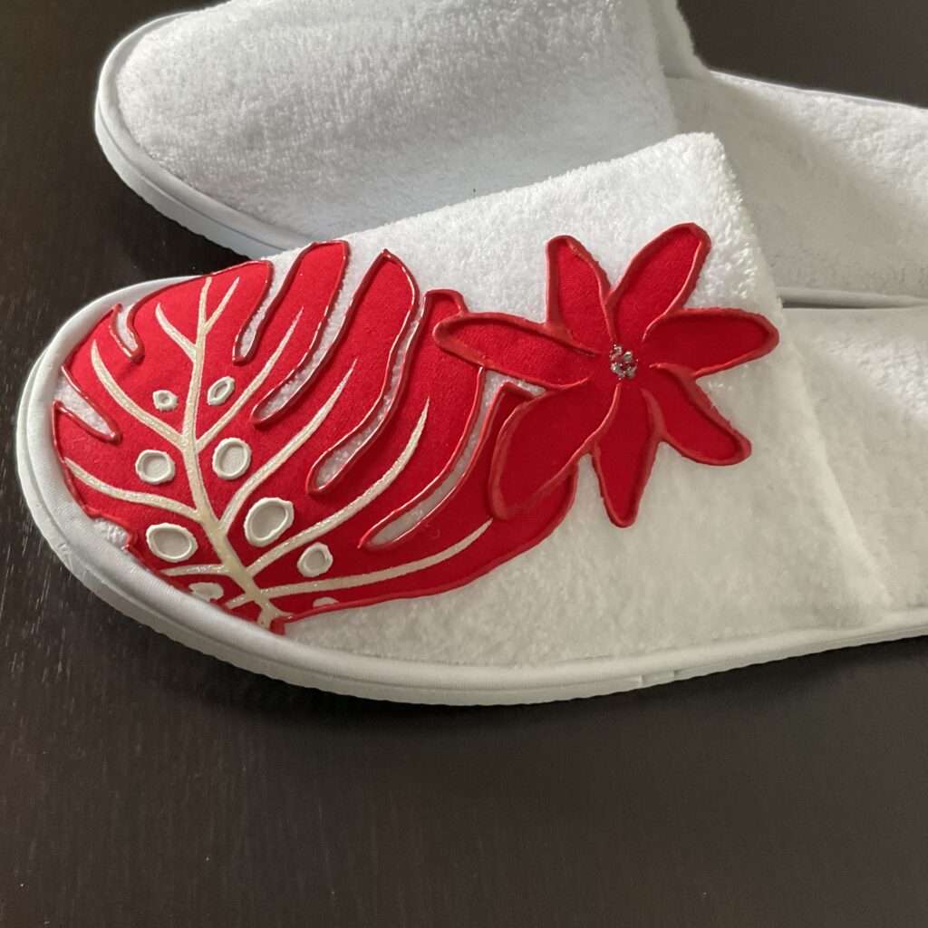 Motif Pantoufles Ape Red White