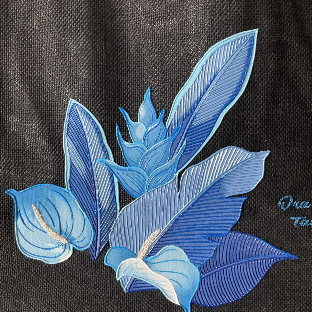 Motif Sac Hibiscus Blue Black