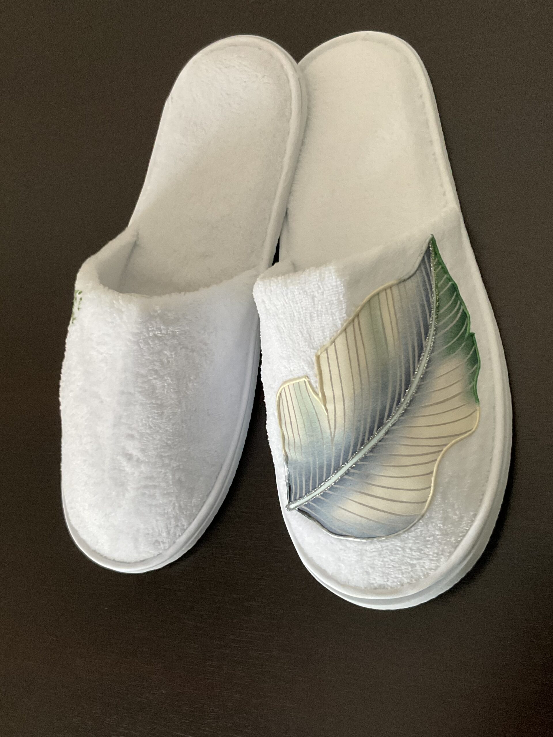 Paire Pantoufles Leaf White Zoom