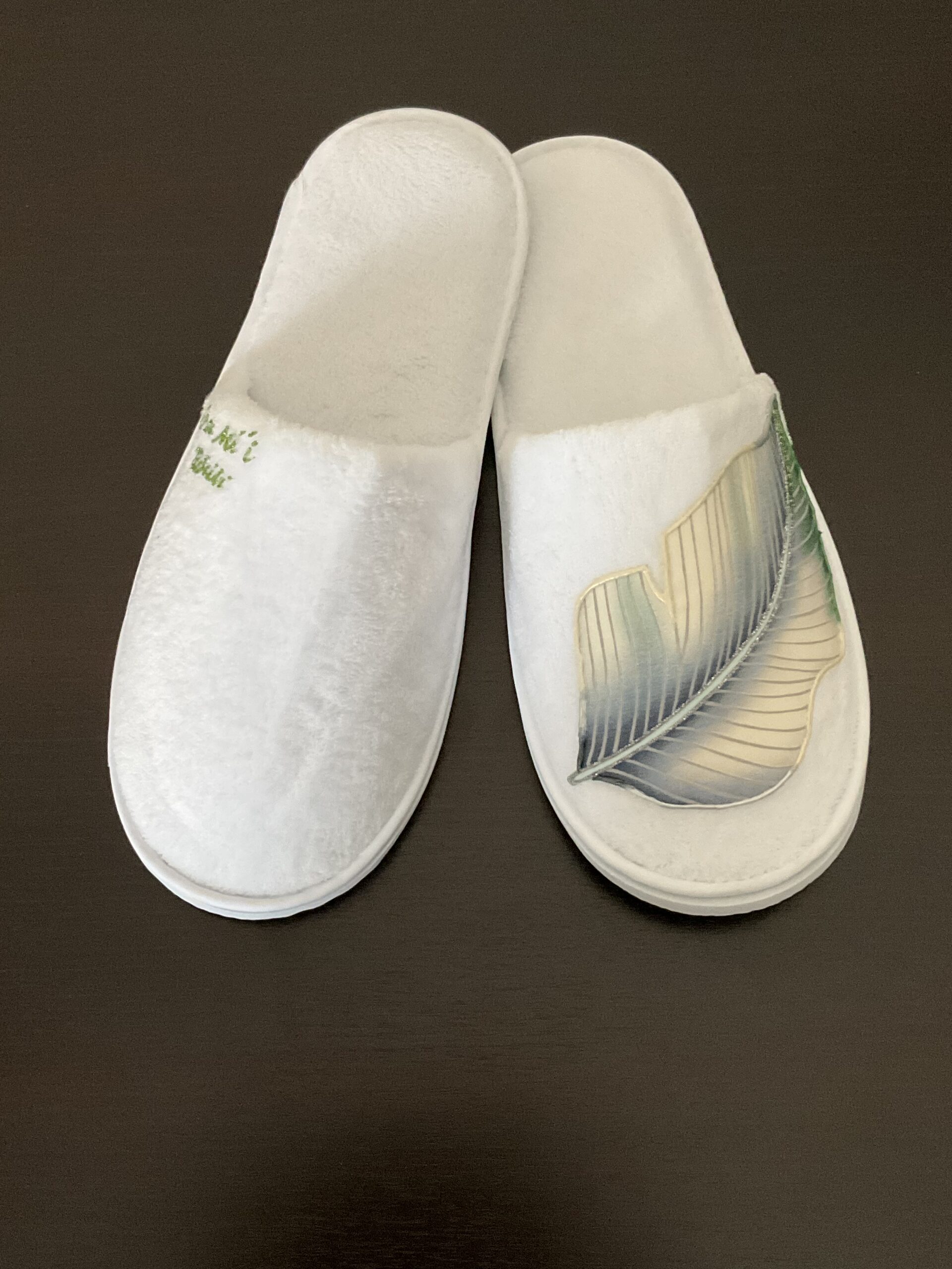 Paire pantoufles Leaf White