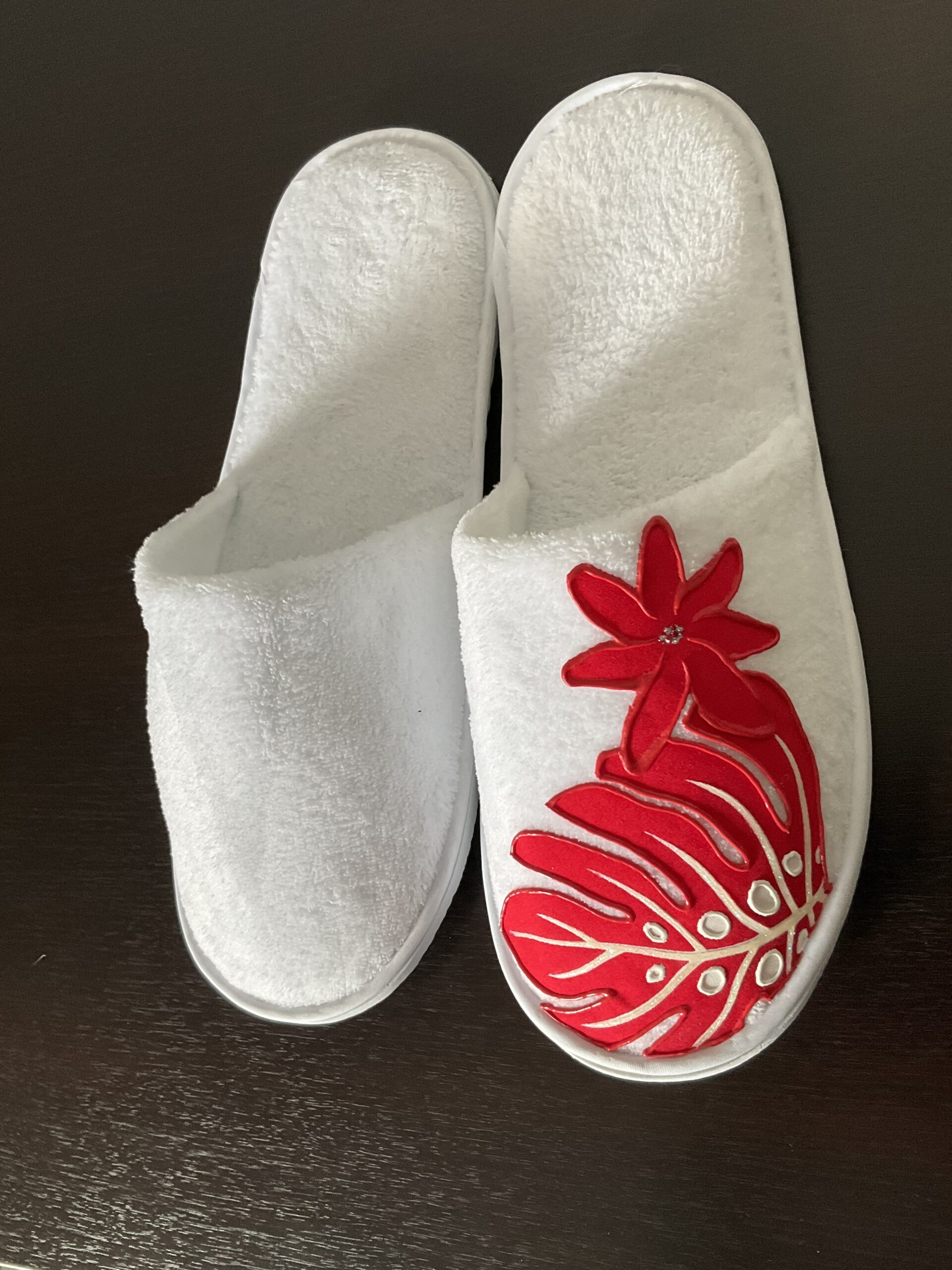 Pantoufles Ape Red White cote