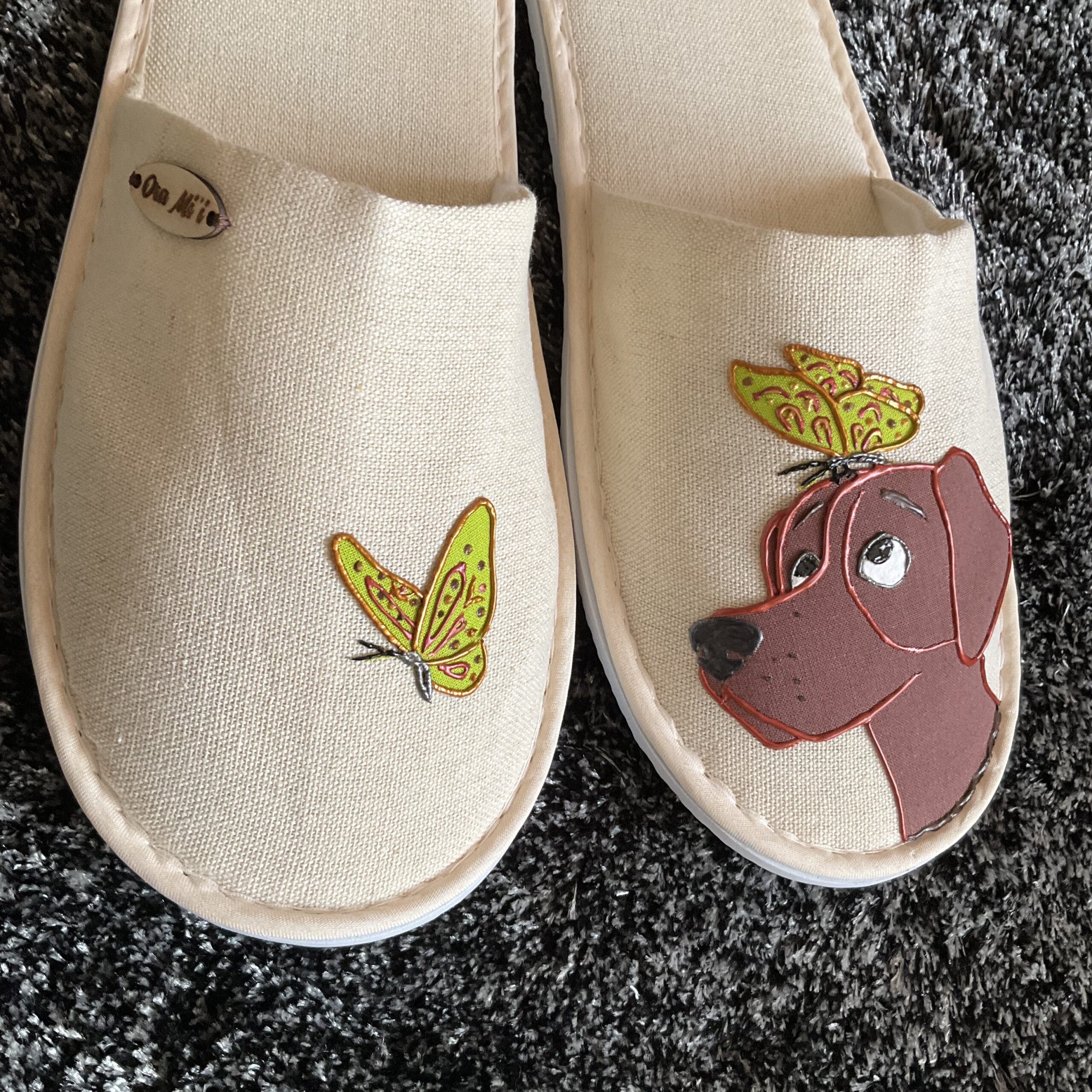 Pantoufles Dog Copper Beige