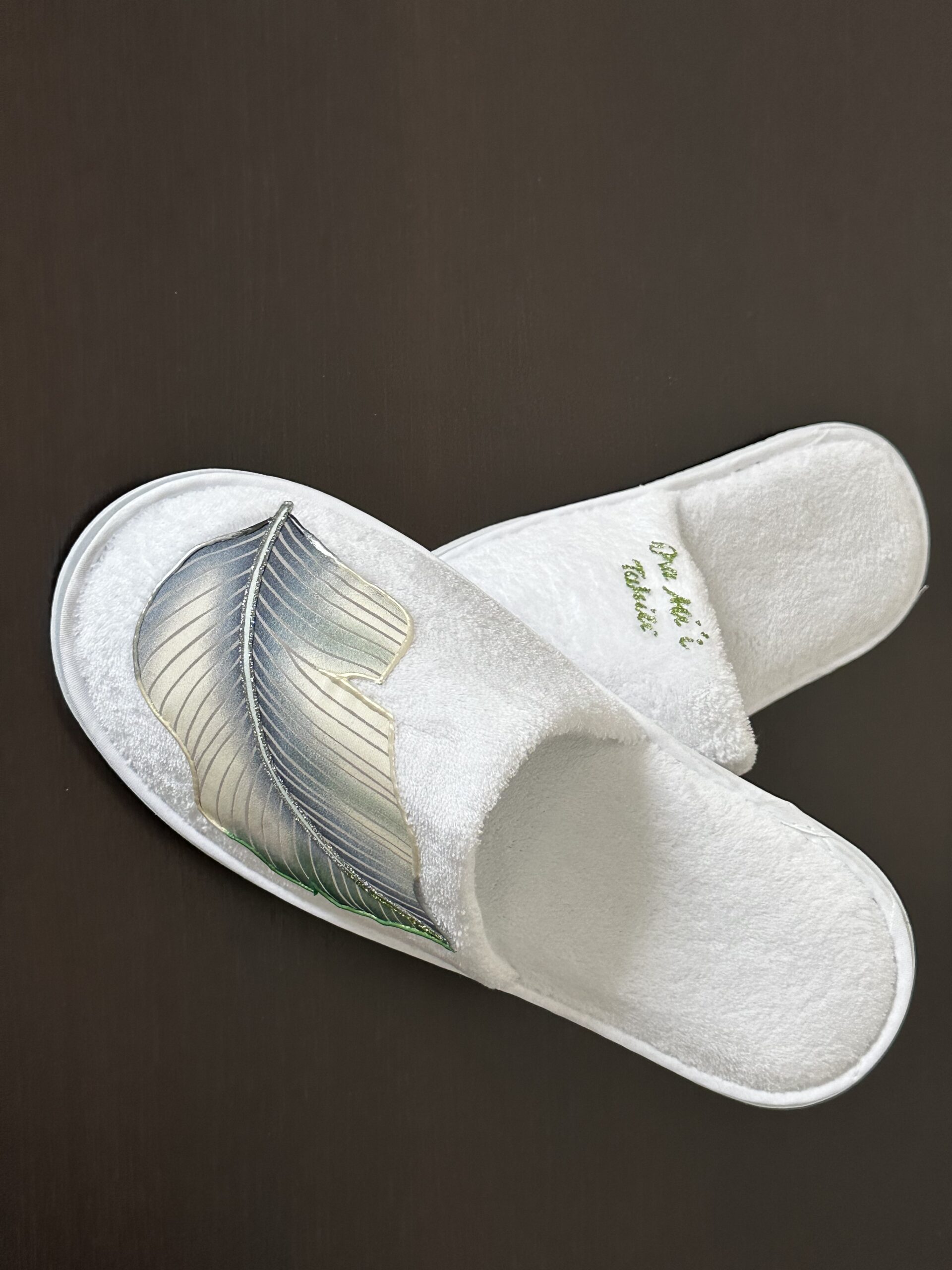 Pantoufles Leaf White dessus
