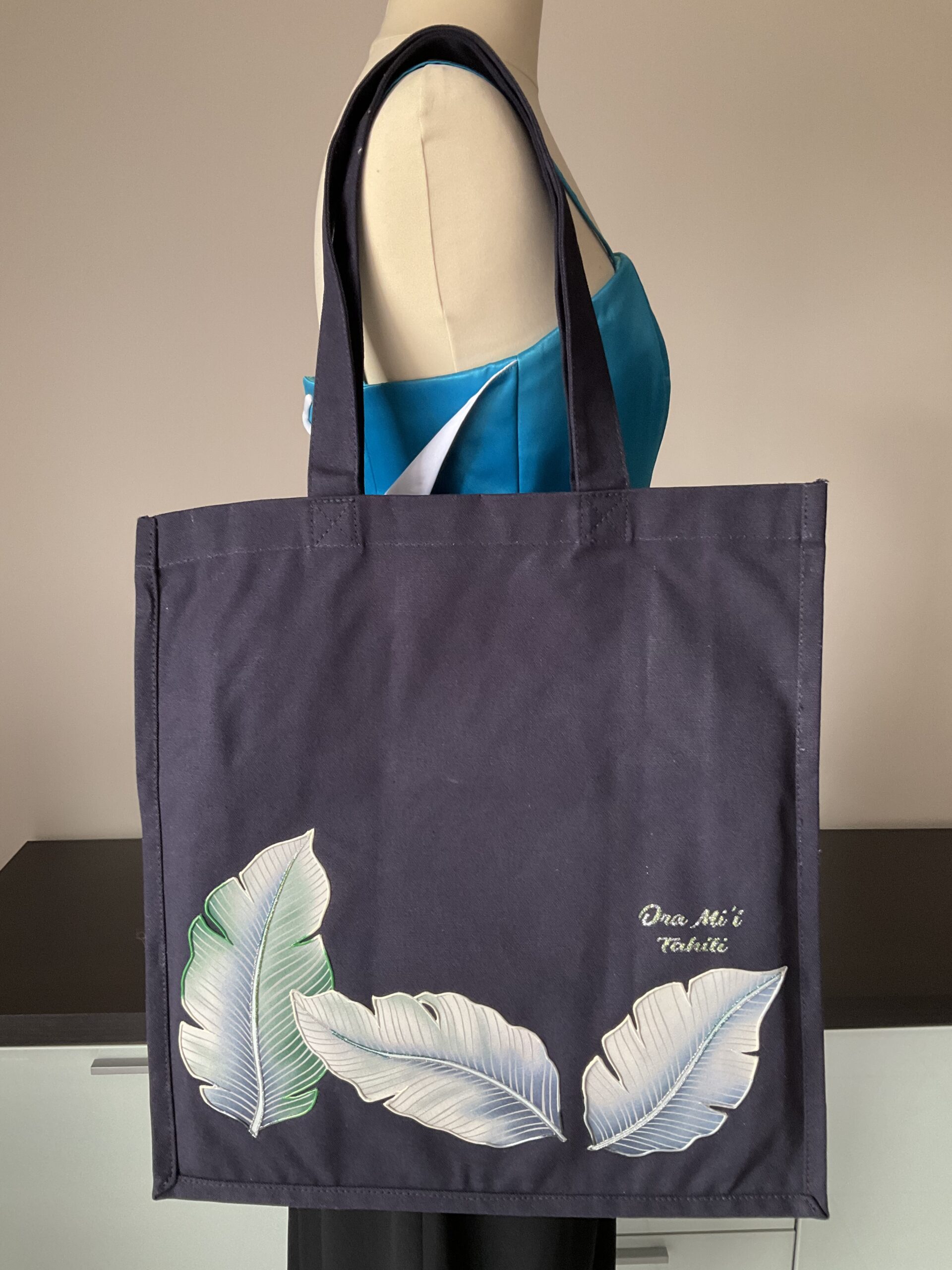 Sac Tote Leaf Navy face