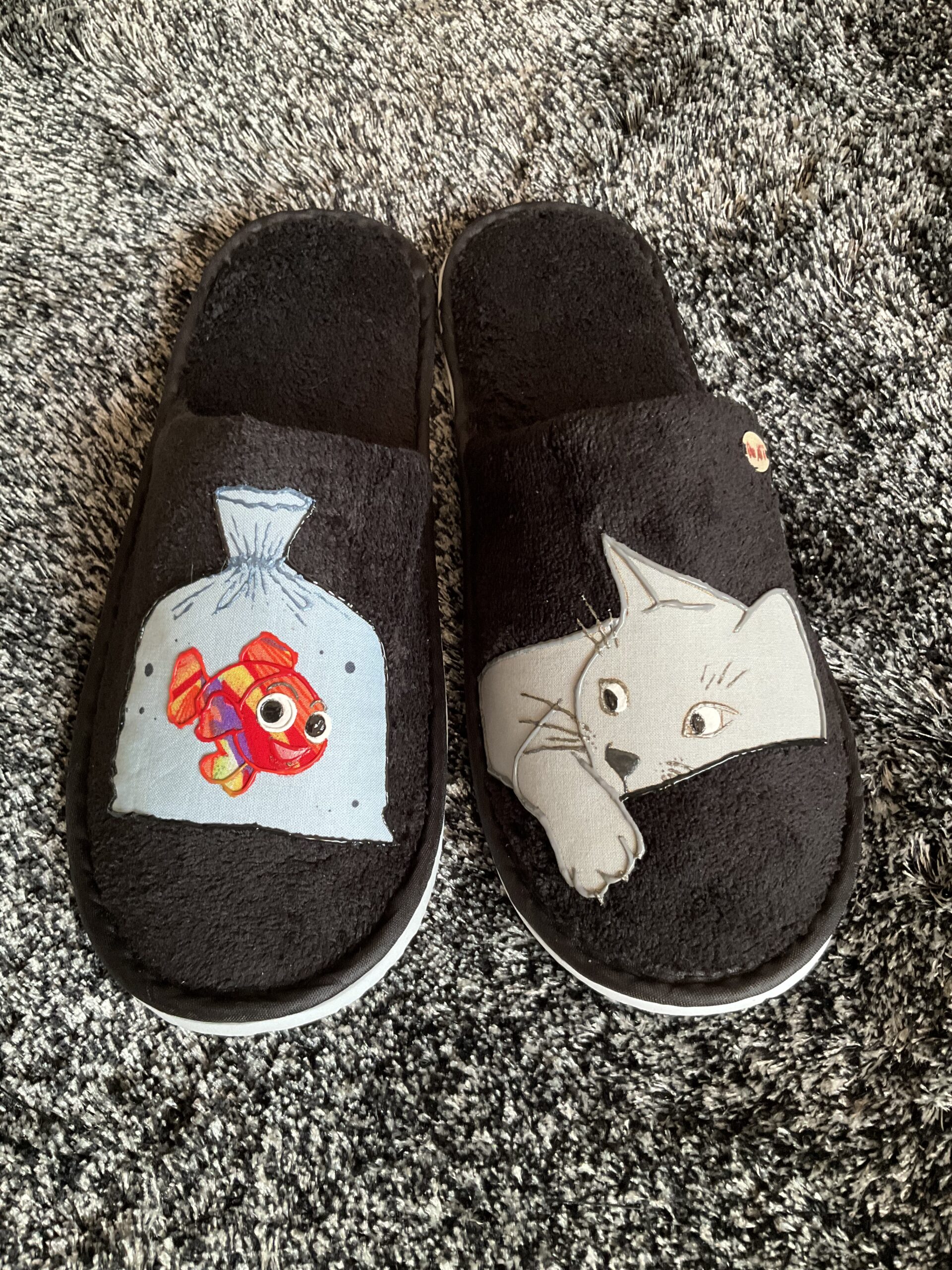 Pantoufles Chat Gray Black face