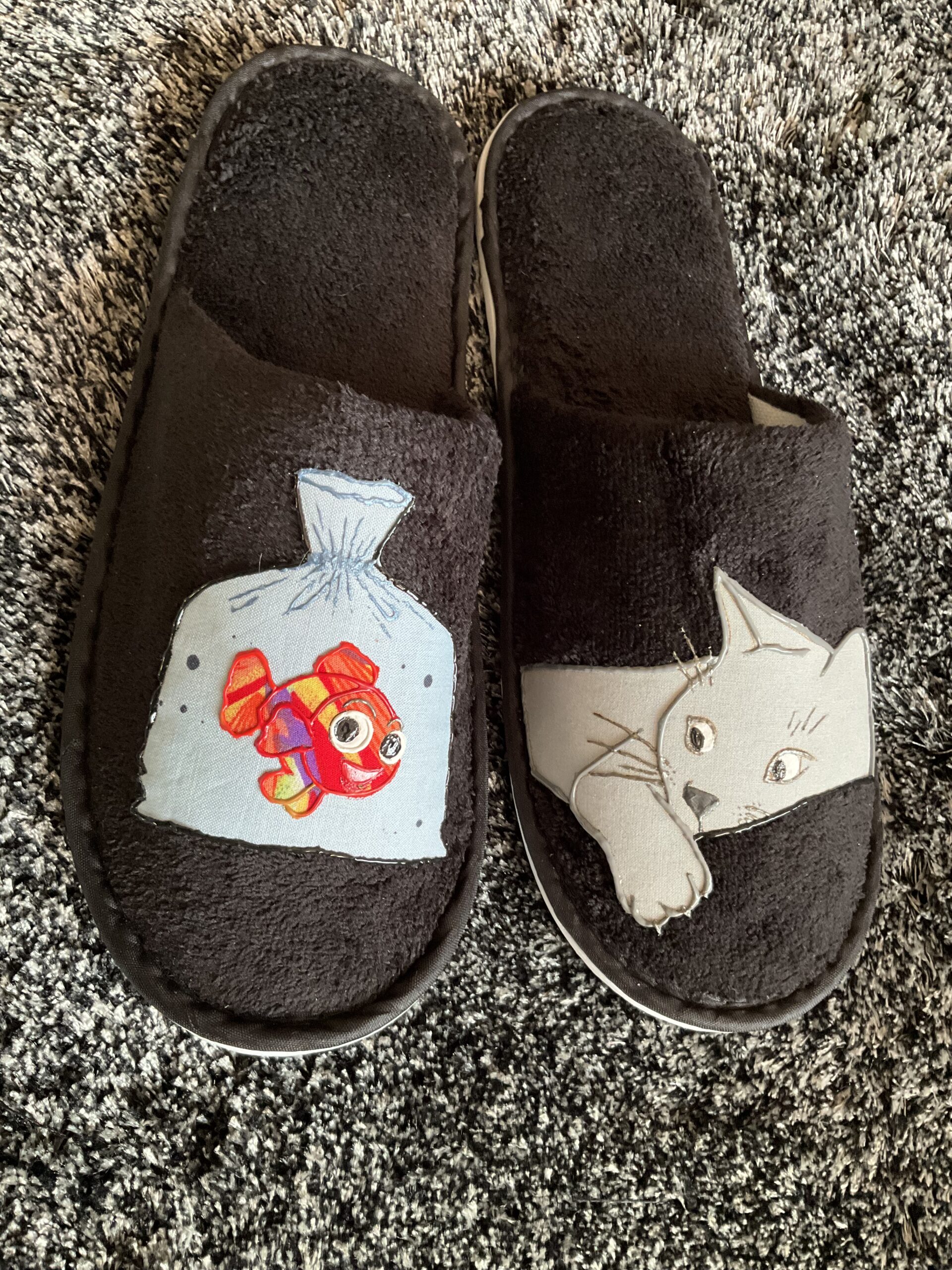 Pantoufles Chat Gray Black profil