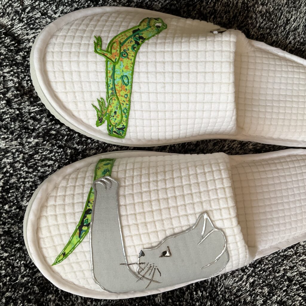 Pantoufles Chat Gray White