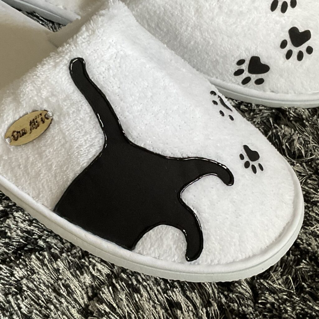 Pantoufles Chat Cats2 Black White chat