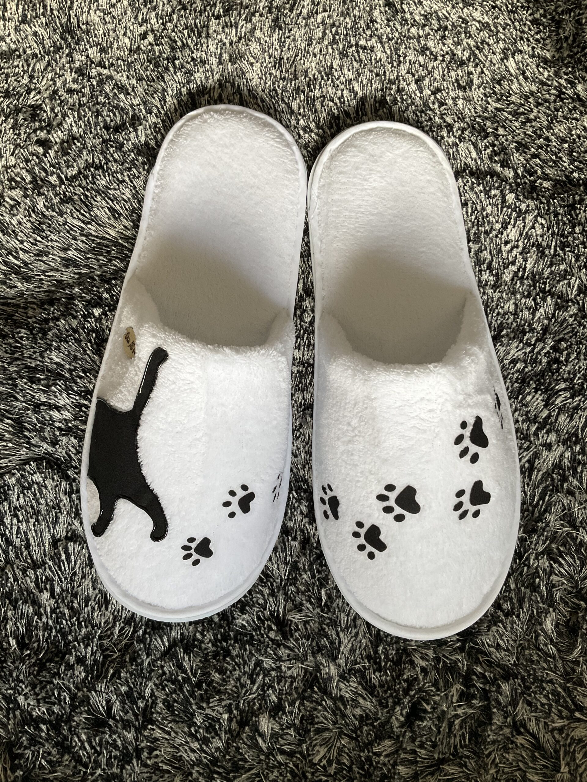 Pantoufles Chat Cats2 Black White dessus