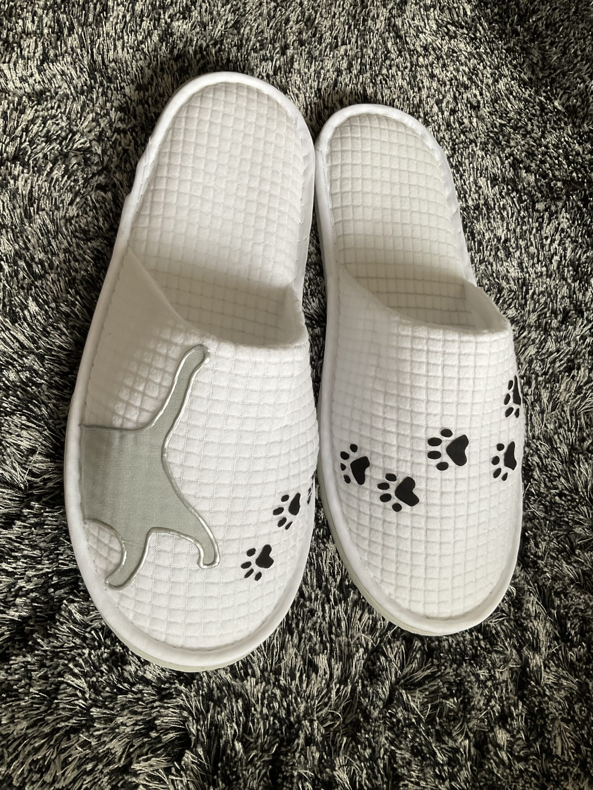Pantoufles Chat Cats2 Gray White cote