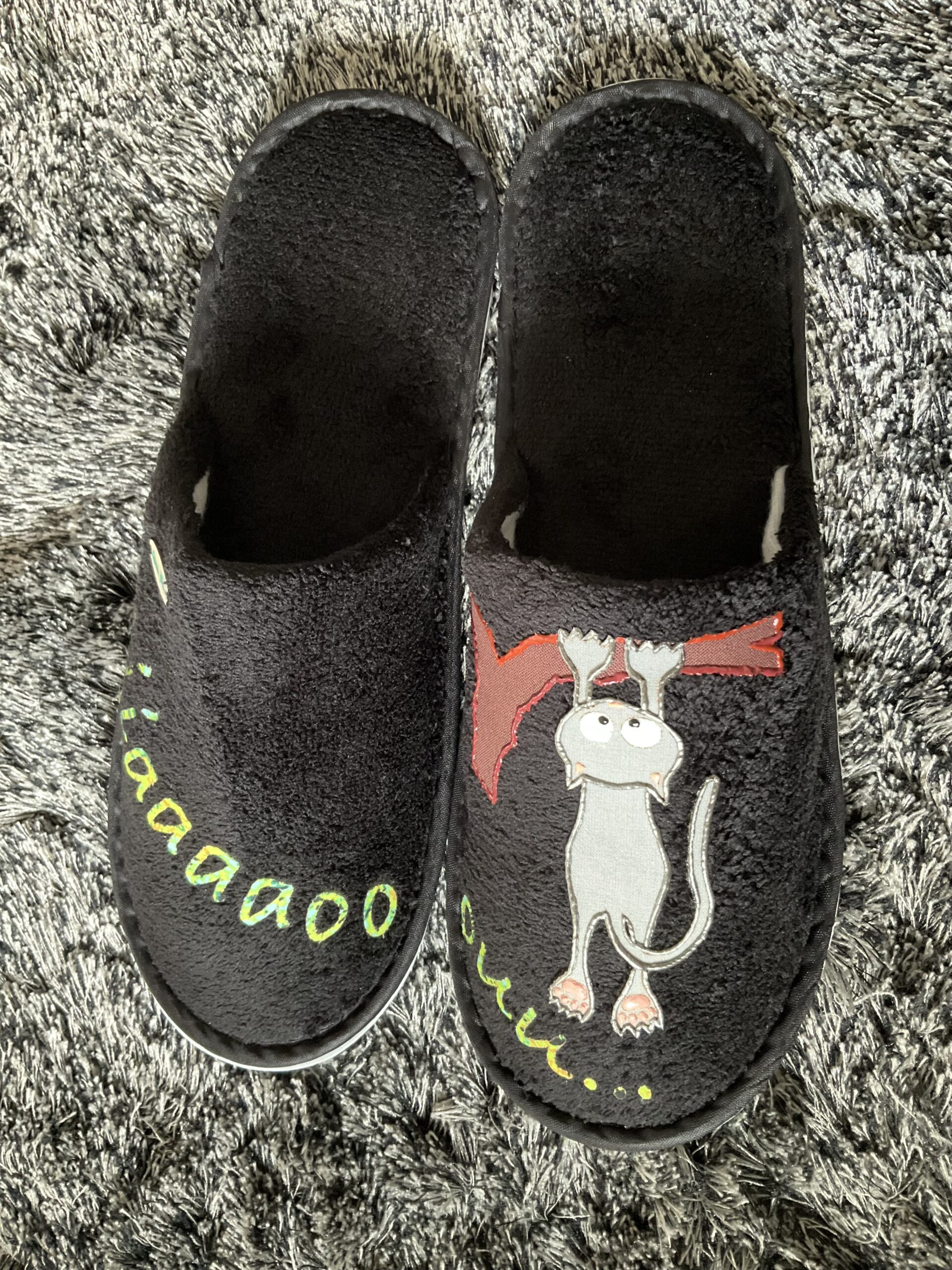 Pantoufles Chat Cats3 Gray Black dessus