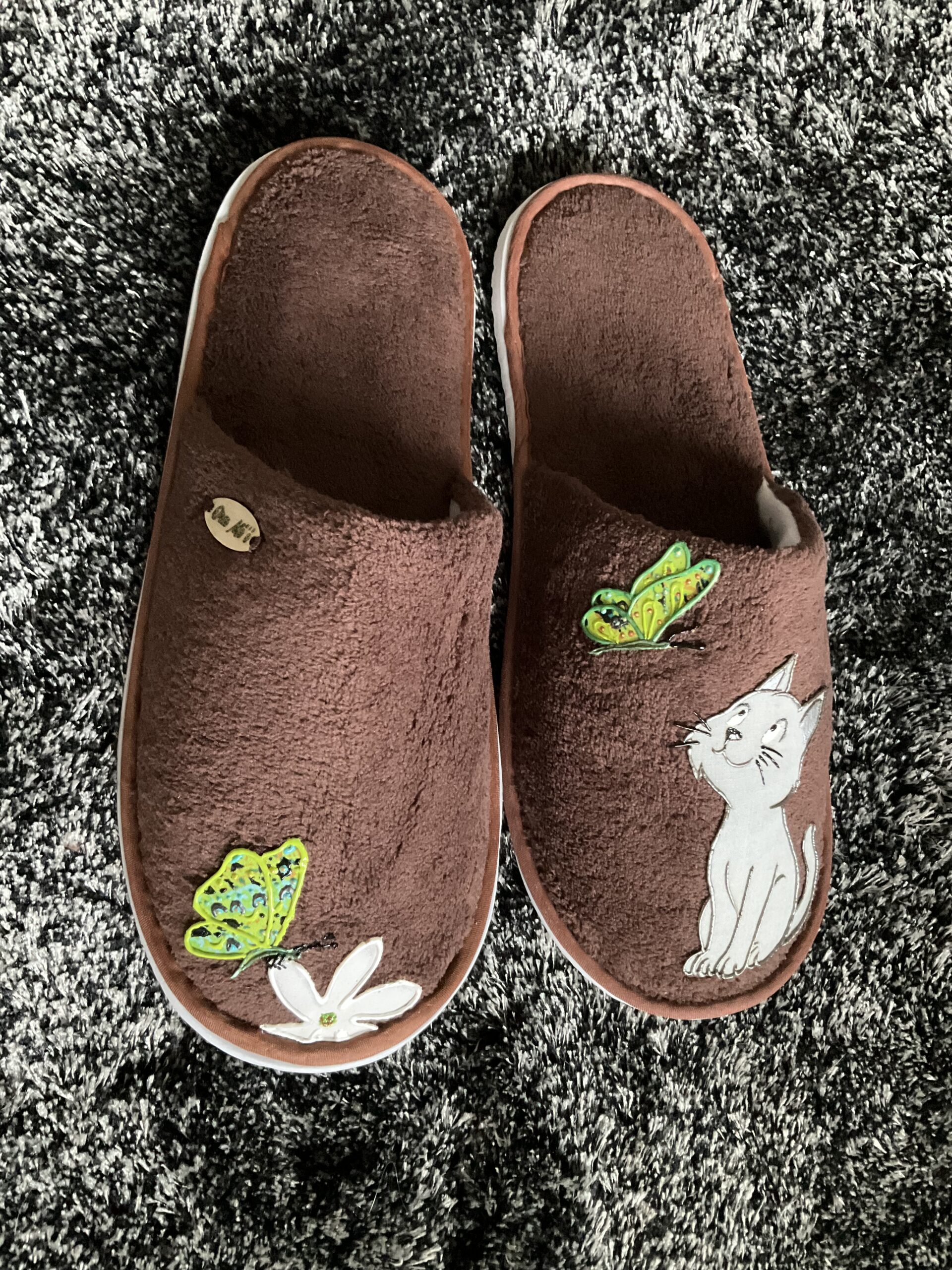 Pantoufles Chat Cats4 Gray Brown cote