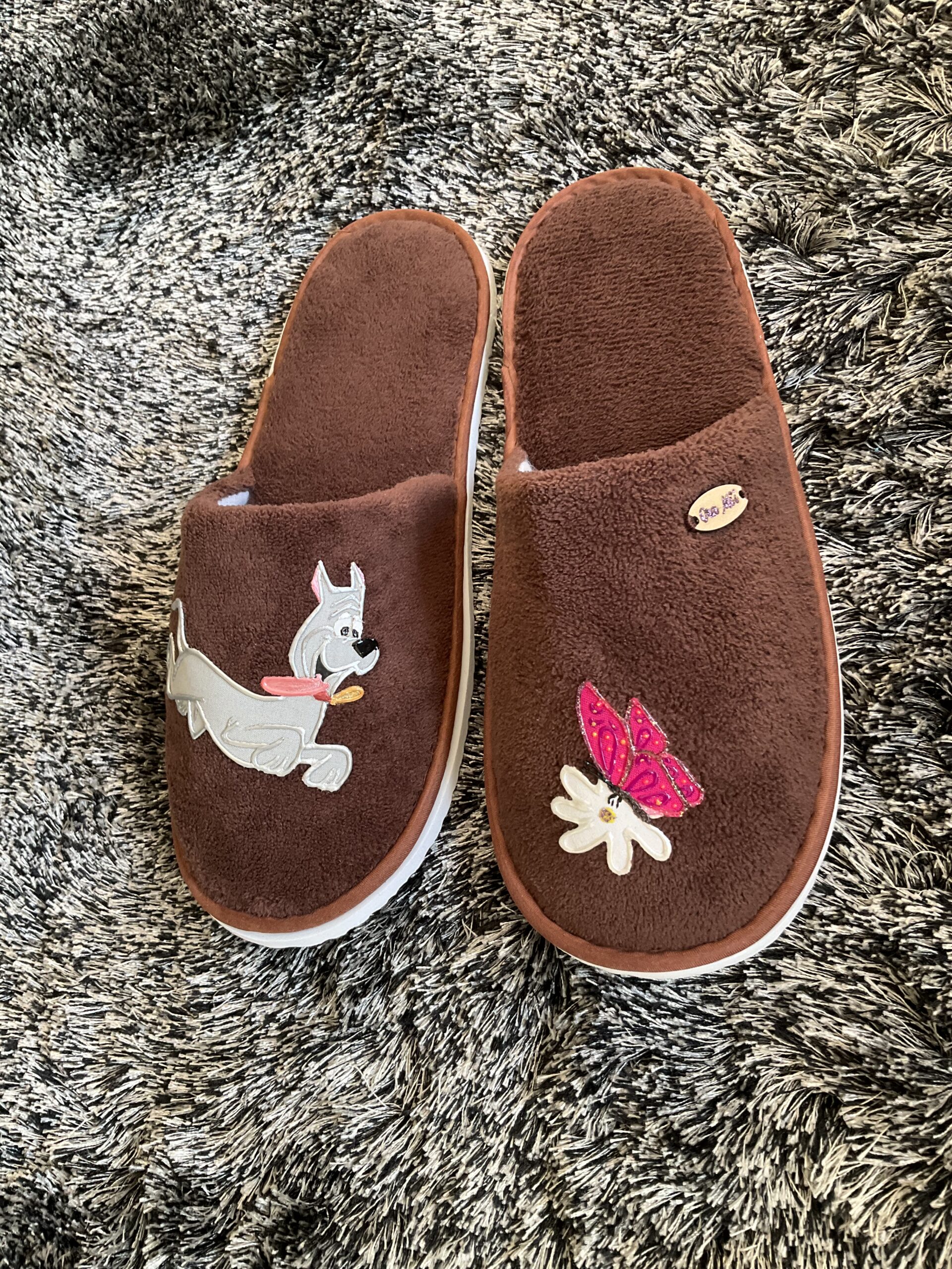 Pantoufles Dog Gray Brown cote