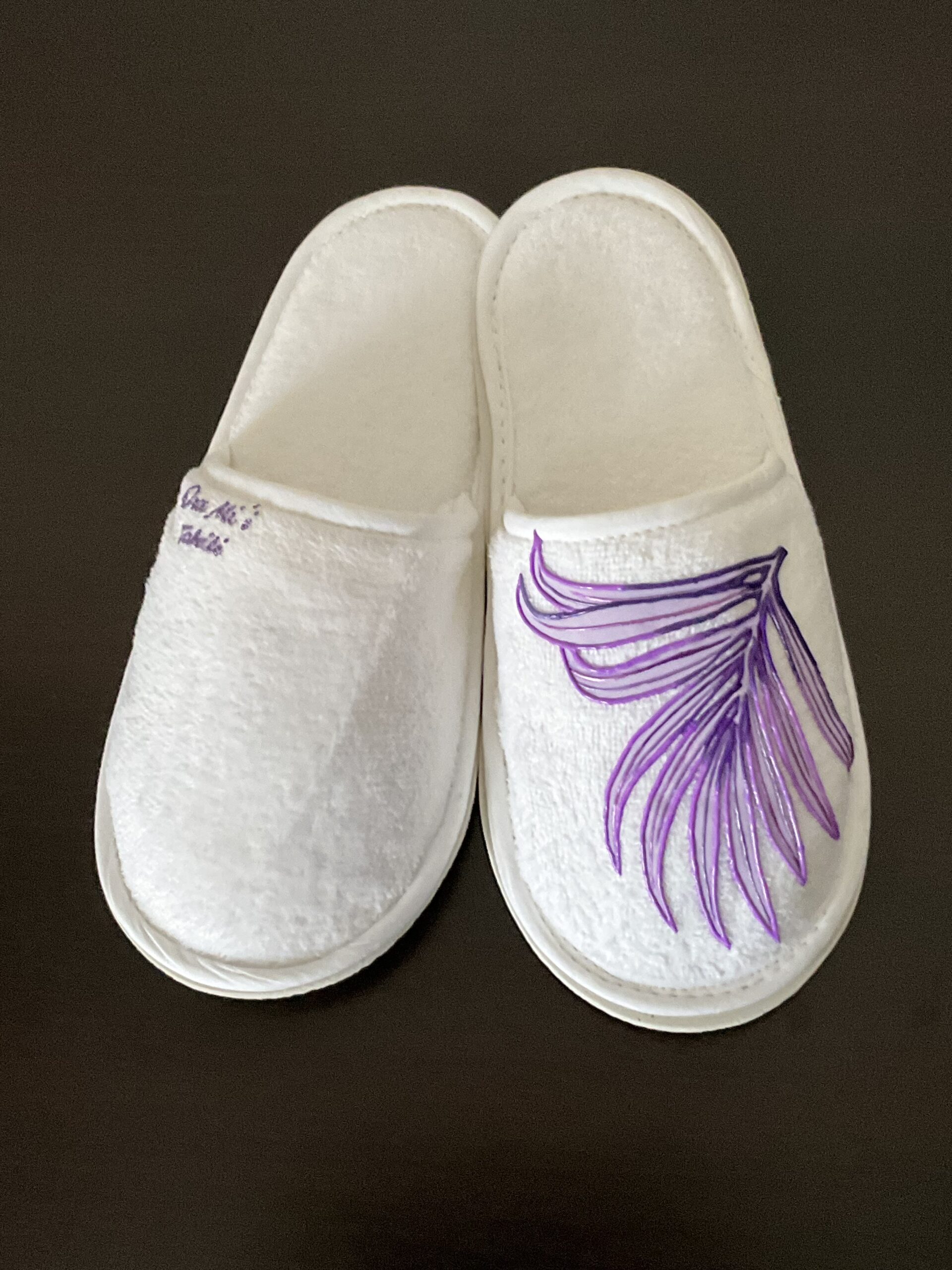 Pantoufles Plum White