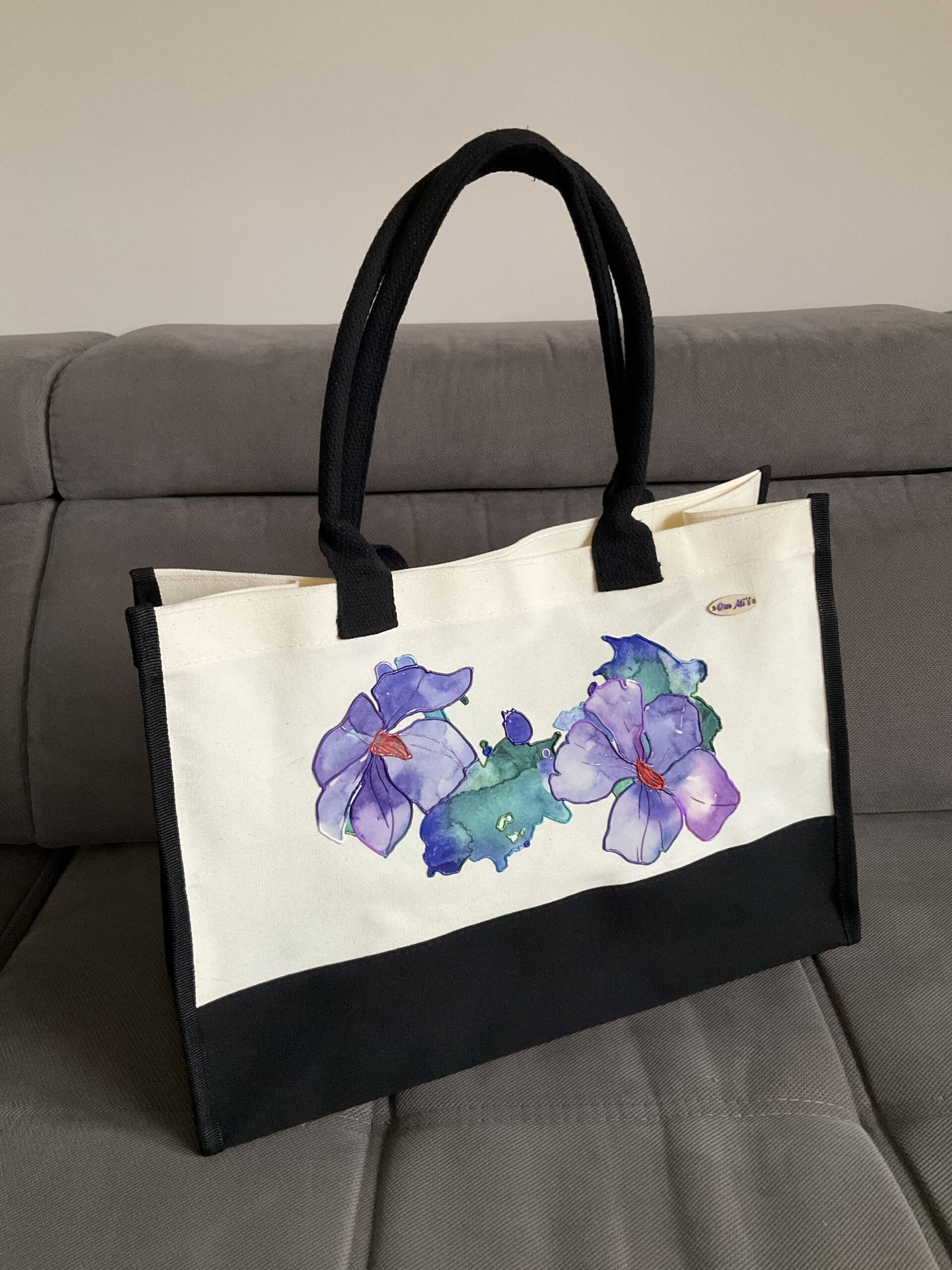 Sac Flower Plum Black White profil