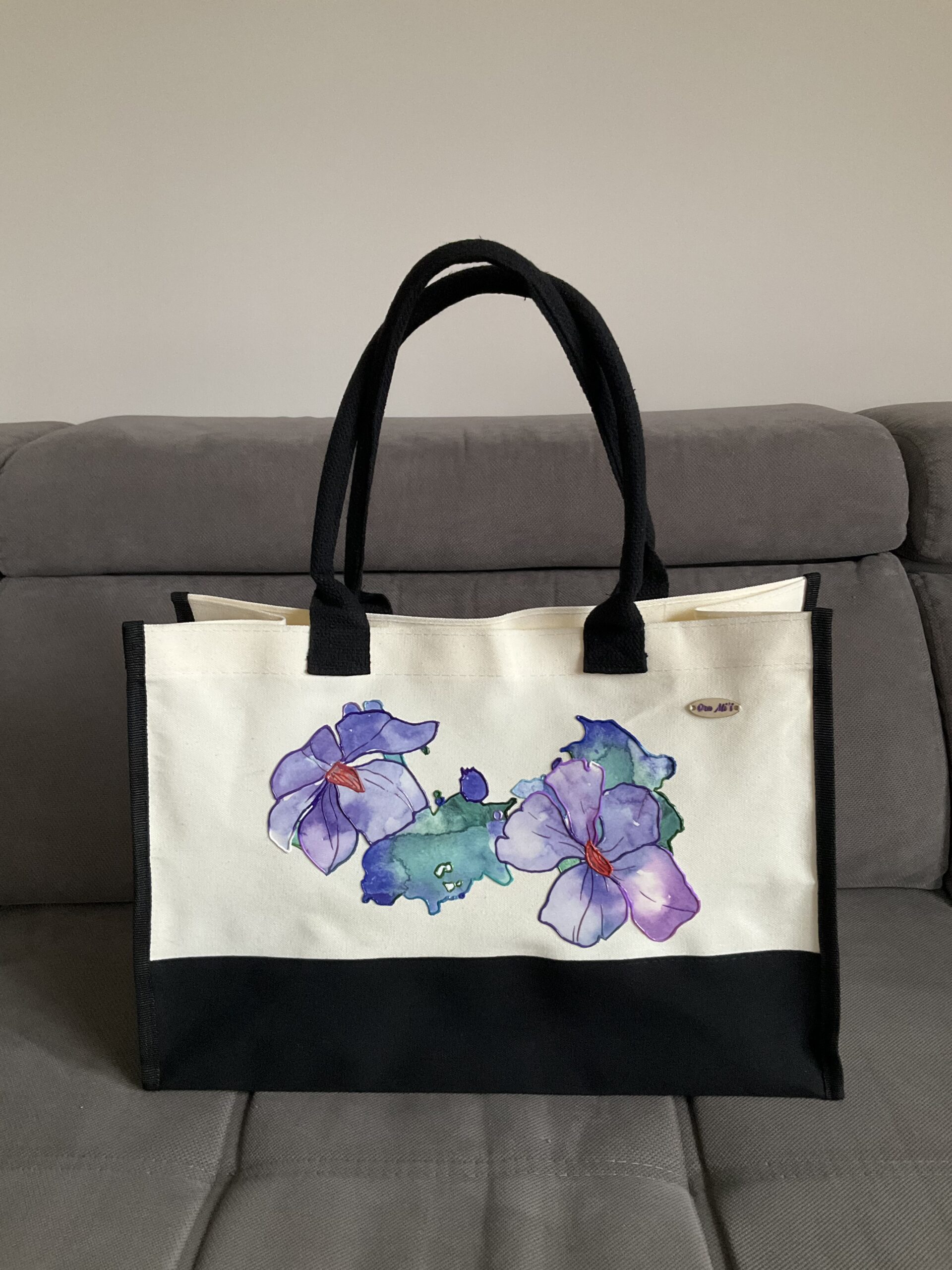 Sac Flower Plum Black White