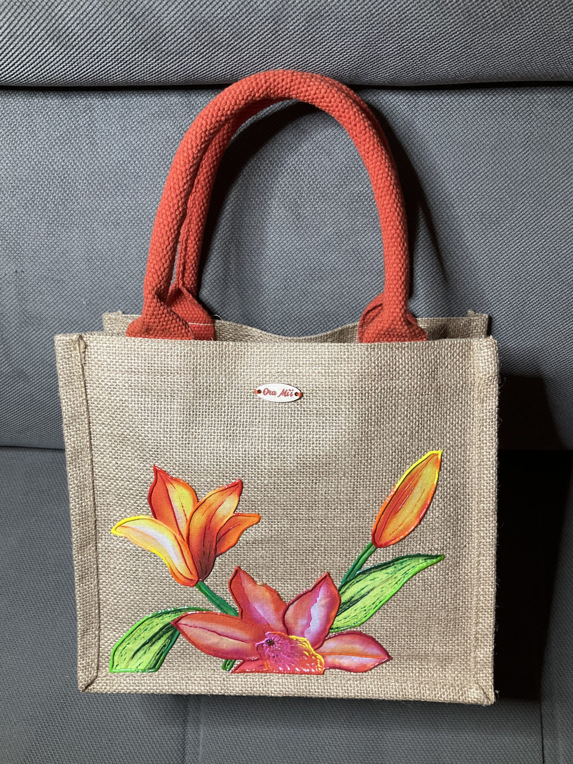 Sac Pink Orange Mini Naturel dessus