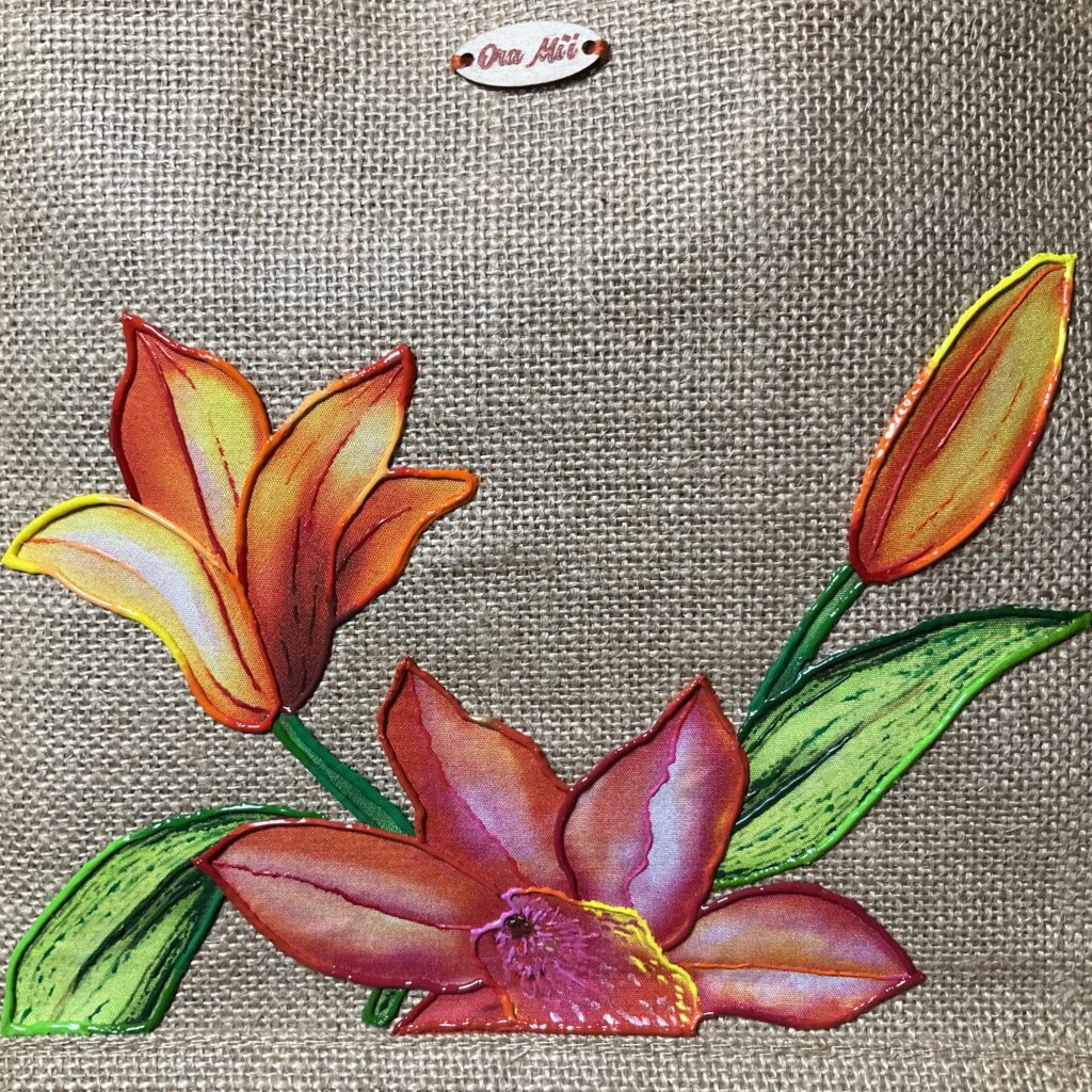 Sac Pink Orange Mini Naturel motif