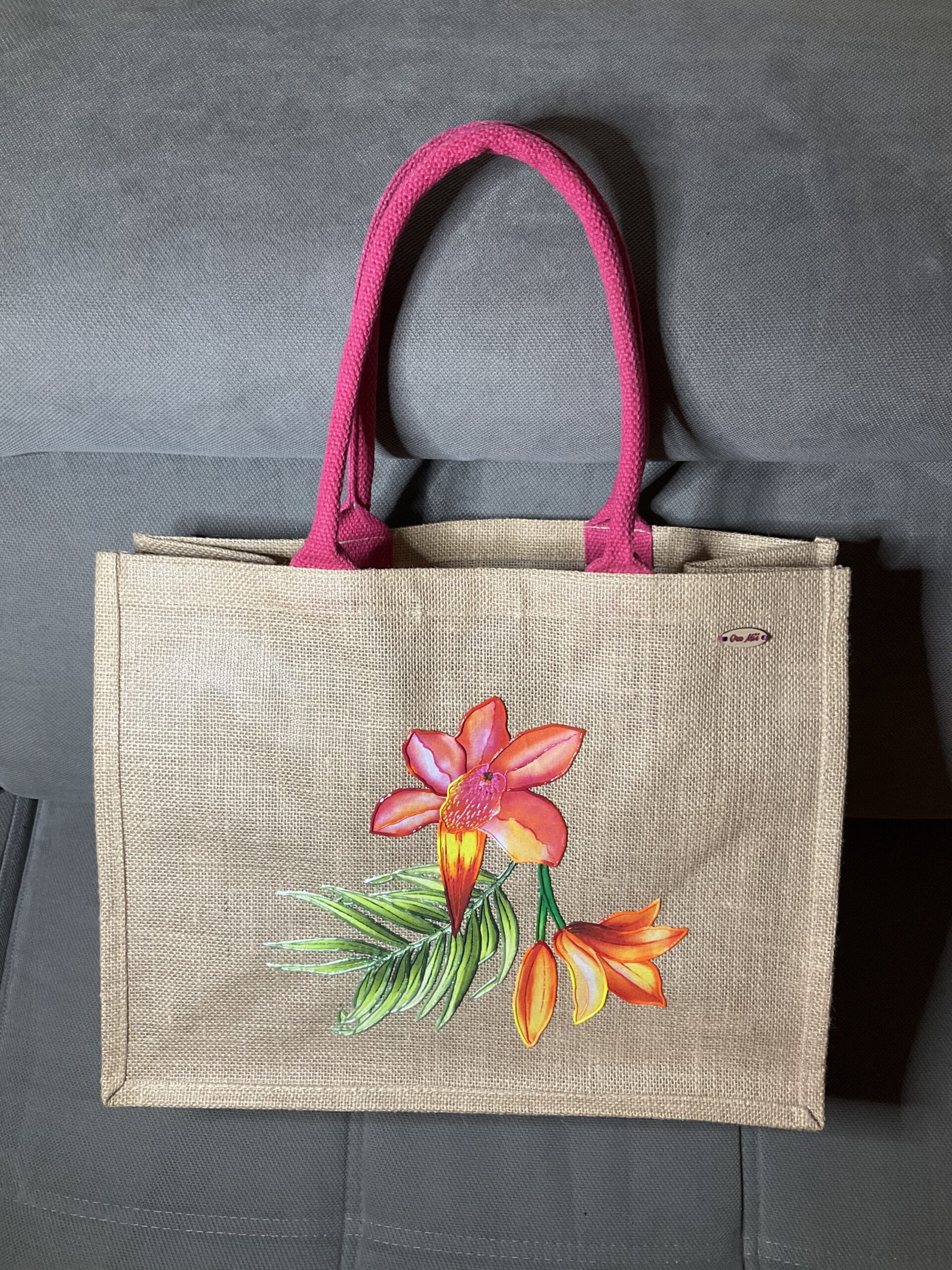 Sac Pink Orange Naturel dessus